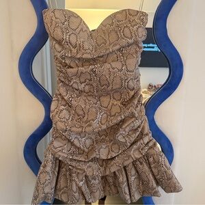 Giuseppe Zanotti Beige Snake Print Strapless Dress